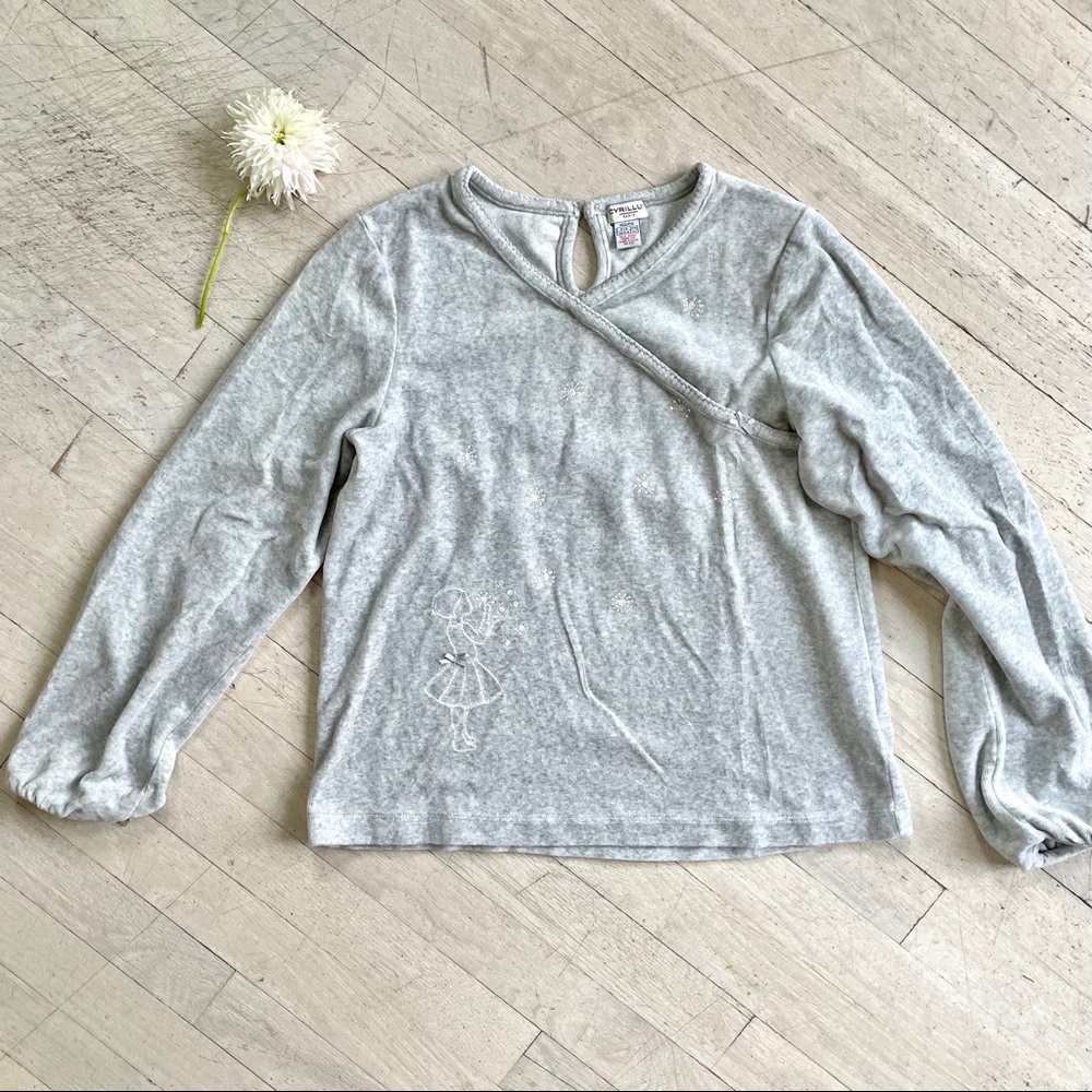 Beautiful CYRILLUS soft velours faux-wrap sweater